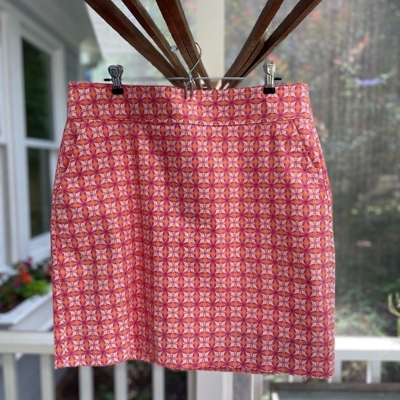 Talbots fun summer Print Pencil Skirt NWOT size 8 pink & orange - Picture 1 of 8